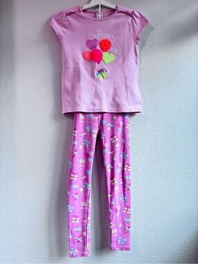 Gymboree Girls Birthday Outfit Set – Top Size 8 / Leggings Size 7